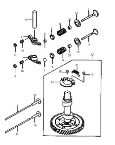 Fc420v-Fs12 Valve And Camshaft Diagram and Parts List for G1432 55AD231Q150-WAM Cub Cadet Lawn Mower